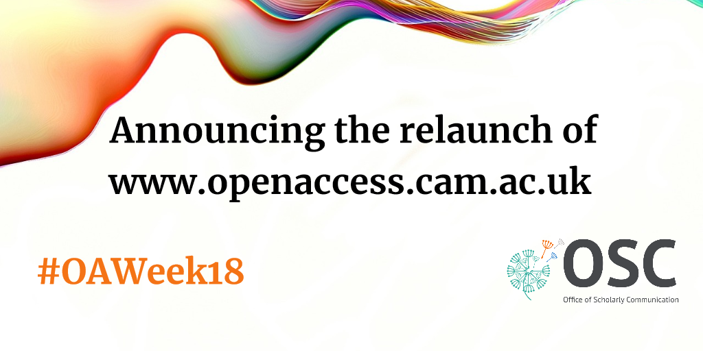 Announcement of the relaunch of the website  www.openaccess.cam.ac.uk