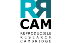 Reproducible Research Cambridge logo: 2 blue Rs facing each other