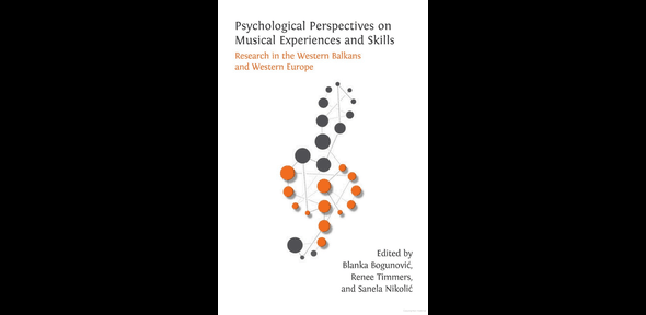Book cover for Psychological Perspectives on Musical Experiences & Skills: Research in the Western Balkans and Western Europe. A treble clef in orange and blue. 