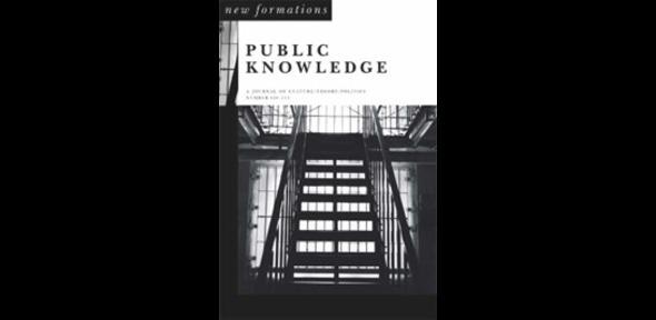 The cover page of 'Public Knowledge', Issue 110-111 of the New Formations journal Vol 2023, showing a black and white photo of a metal staircase